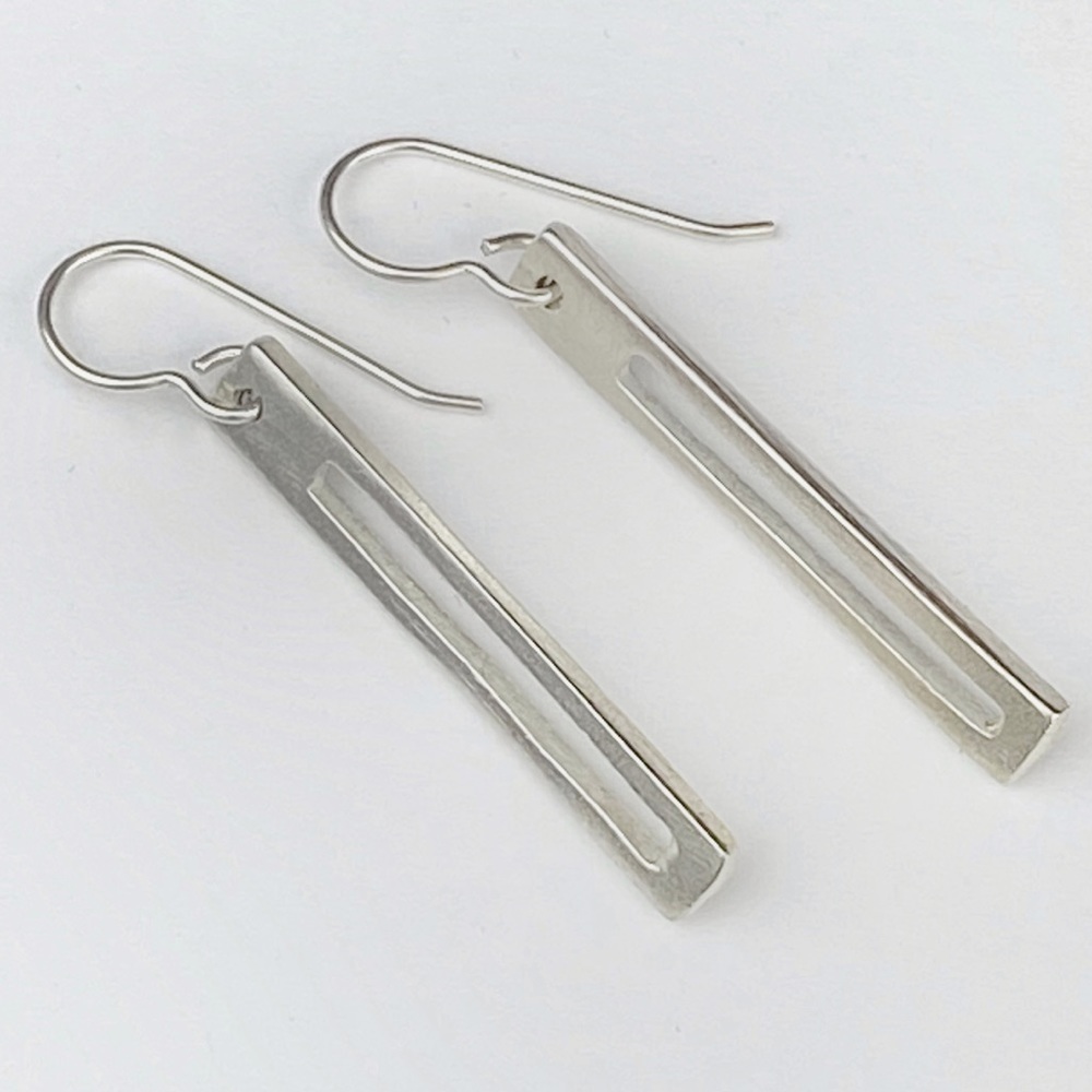 Sterling Silver Linear Drop Earrings